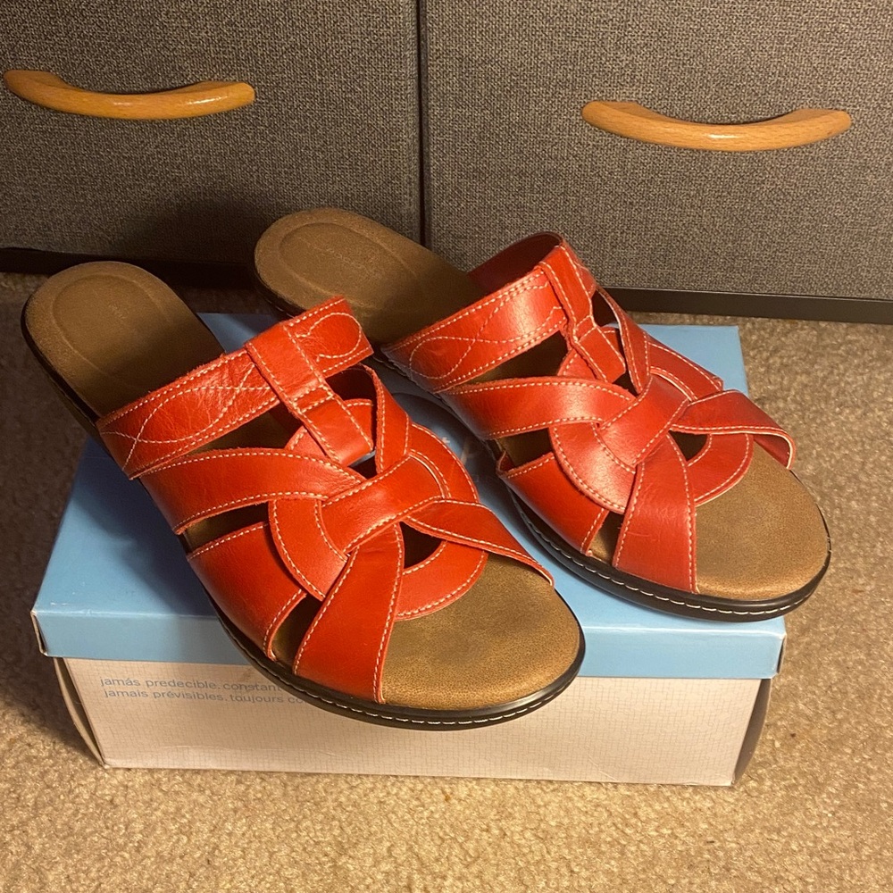 Comfort Plus Red Leather Women's Sandals 8W